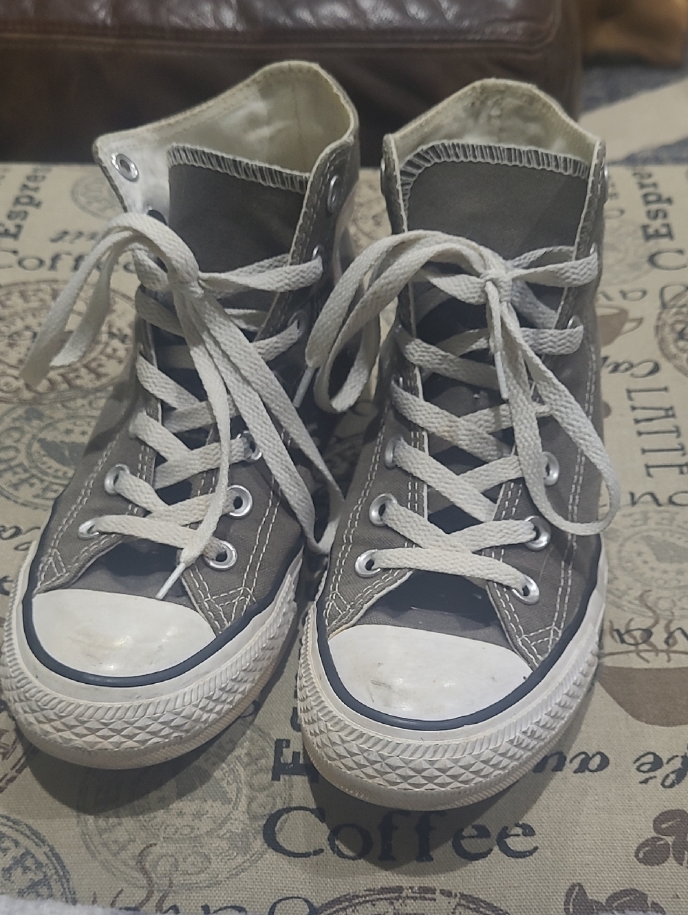 Converse Unisex High-Top Canvas Sneakers in Gray and White